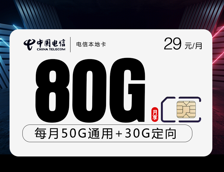 电信本地卡【29元80G】-172号卡