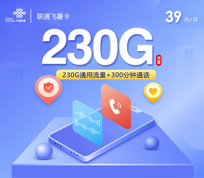 联通飞画卡【19元130G流量+500分钟通话+权益会员】-卡易号卡平台