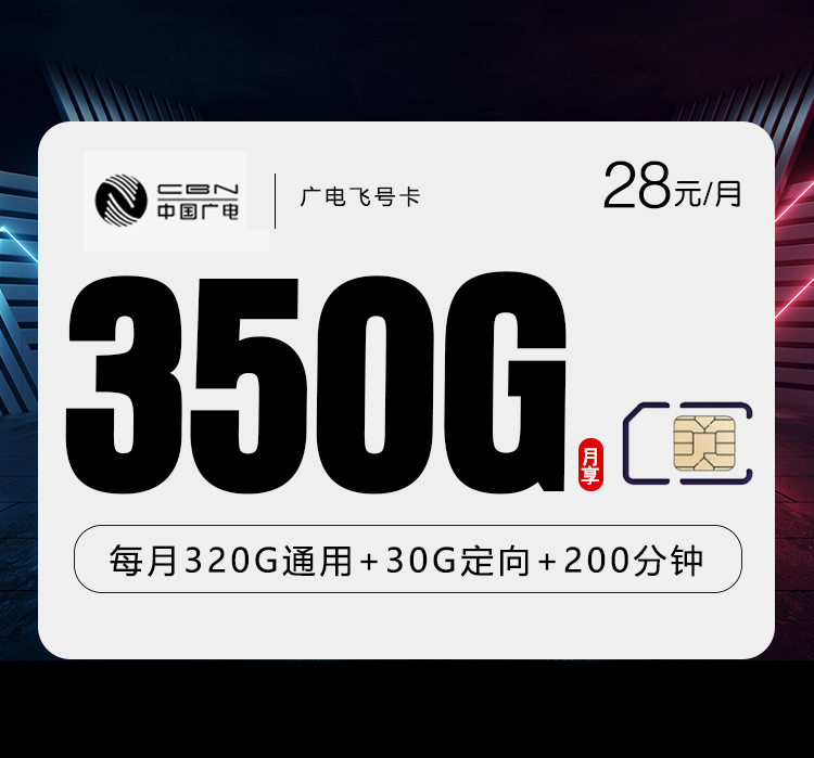 广电飞号卡【28元350G+200分钟】-172号卡
